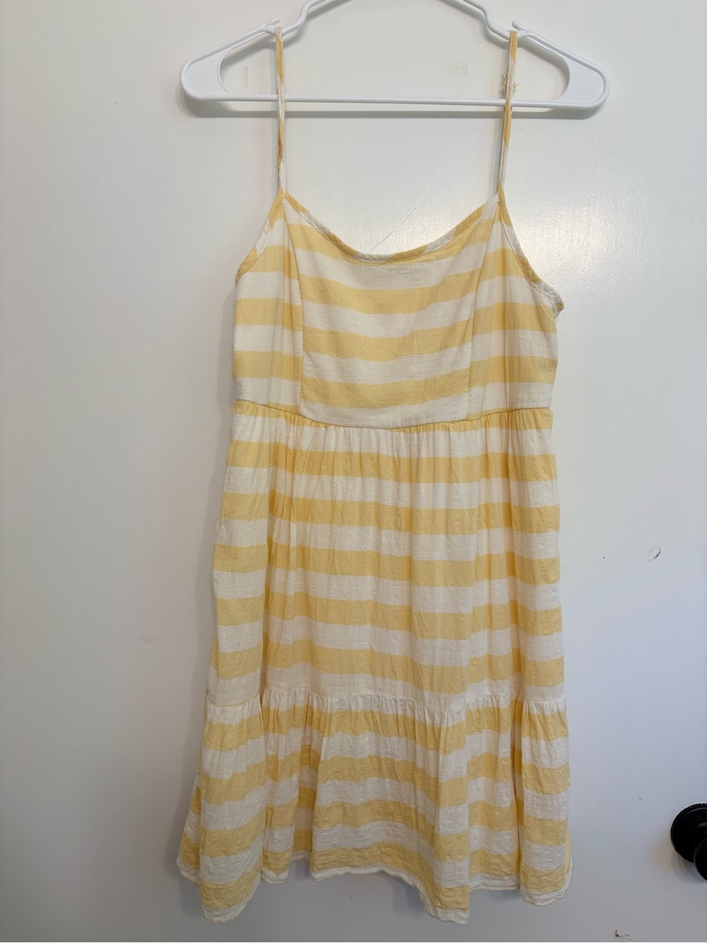 Altar’d State Medium Striped Yellow White Beachy Mini Dress Spaghetti Straps